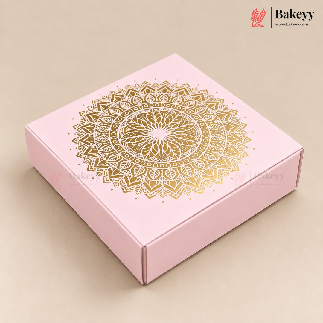 Printed Floral Chocolate Box with Golden Cavity | 3 Designs | Pack of 25