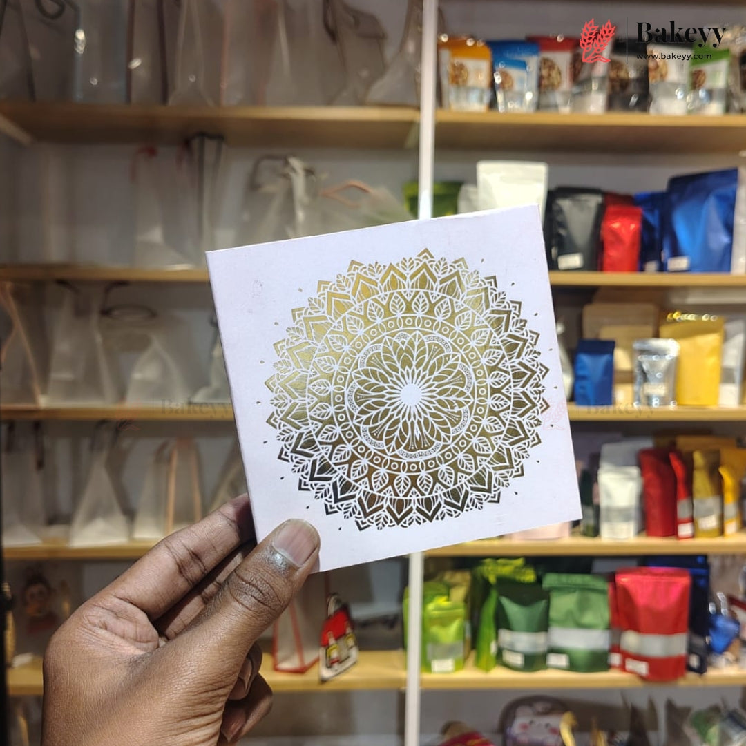 Printed Floral Chocolate Box with Golden Cavity | 3 Designs | Pack of 25