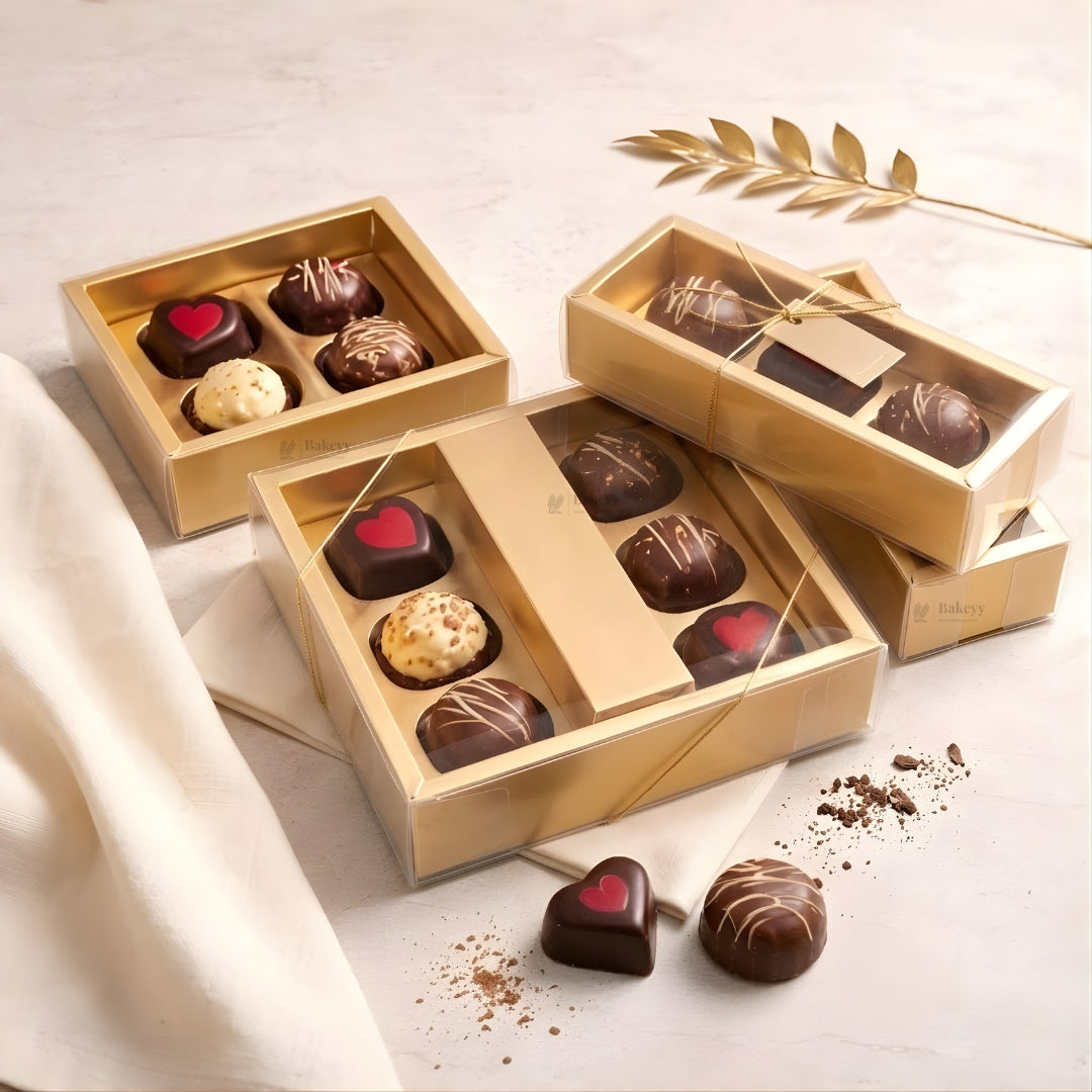 Chocolate Gift Box with PVC Cover & Cavity Tray | Premium Chocolate Packaging Box | Multiple Capacities Available | Pack of 20