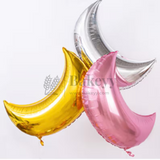 Silver Crescent Moon Foil Balloons | Party Decorative | 2 Piece