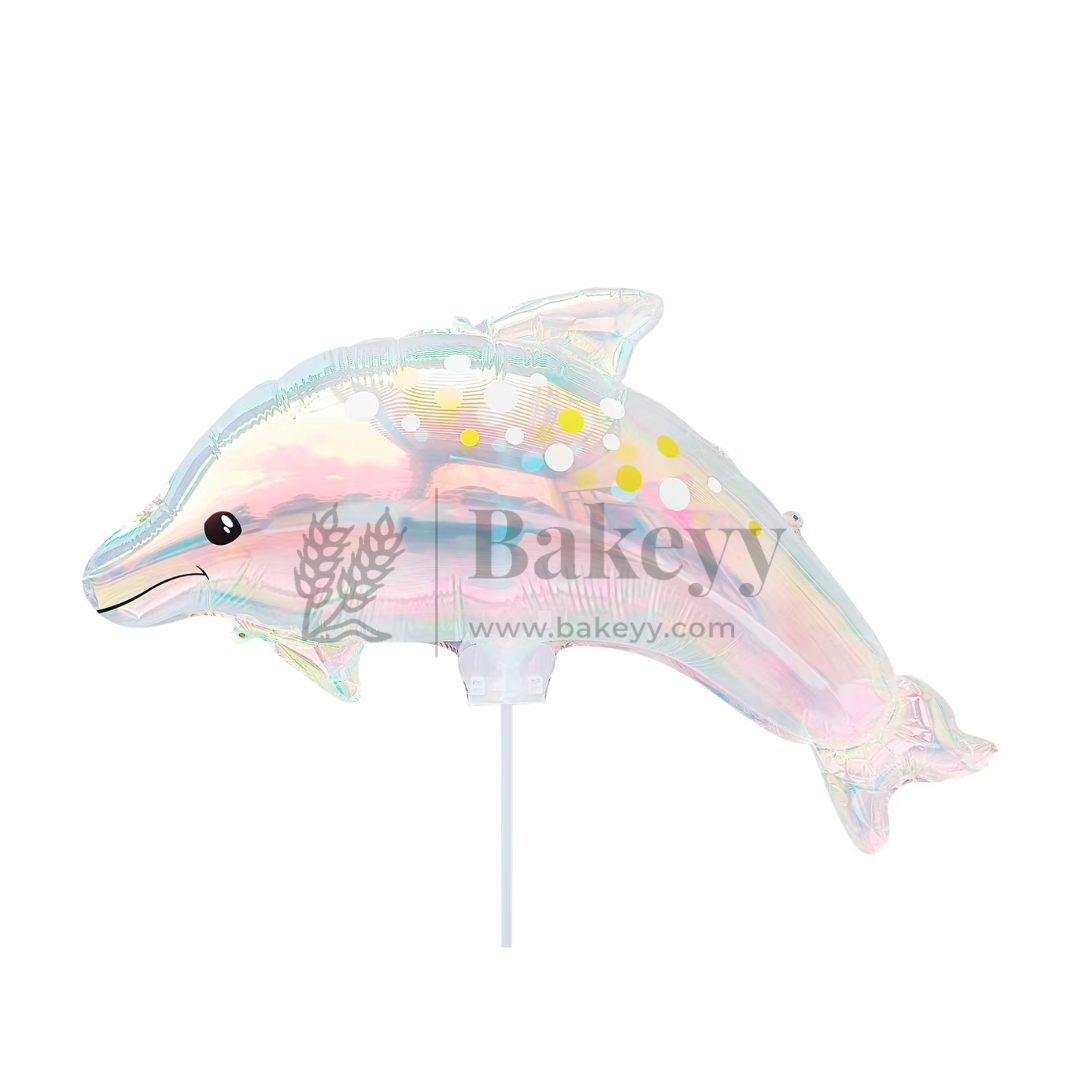 Dolphin Shape Holographic Foil Balloon | Party Decorative | 1 Piece