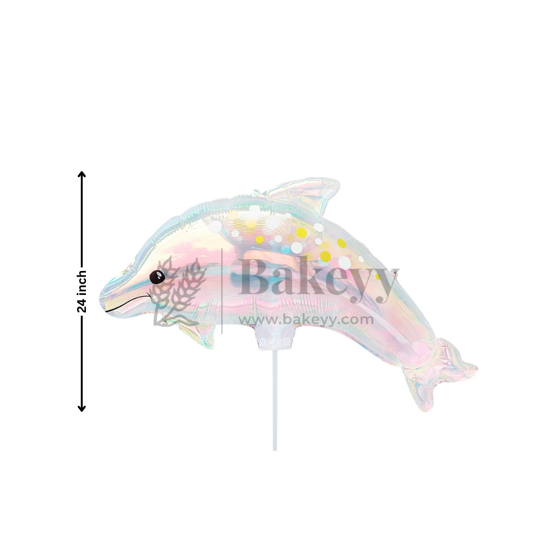 Dolphin Shape Holographic Foil Balloon | Party Decorative | 1 Piece