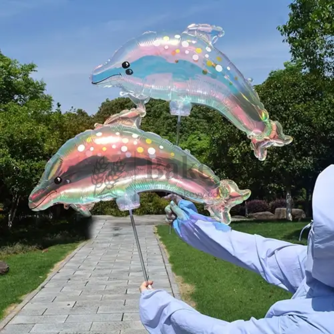 Dolphin Shape Holographic Foil Balloon | Party Decorative | 1 Piece