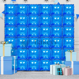 10 Pcs Blue Foil Balloon Backdrop | Metallic Square Wall Decoration for Birthday & Party Décor | Blue | 1 Piece