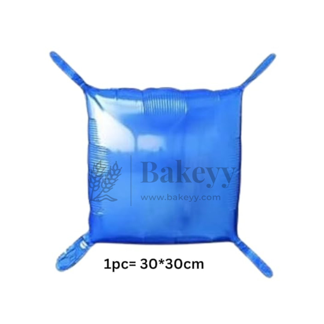 10 Pcs Blue Foil Balloon Backdrop | Metallic Square Wall Decoration for Birthday & Party Décor | Blue | 1 Piece