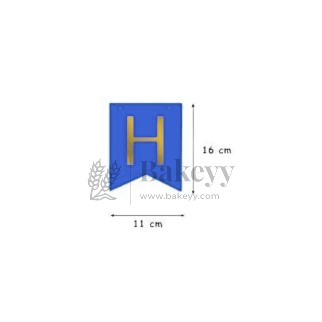 Blue & Gold Happy Birthday Banner – 11x16 cm Letters with Satin Hanging String | Pack of 1