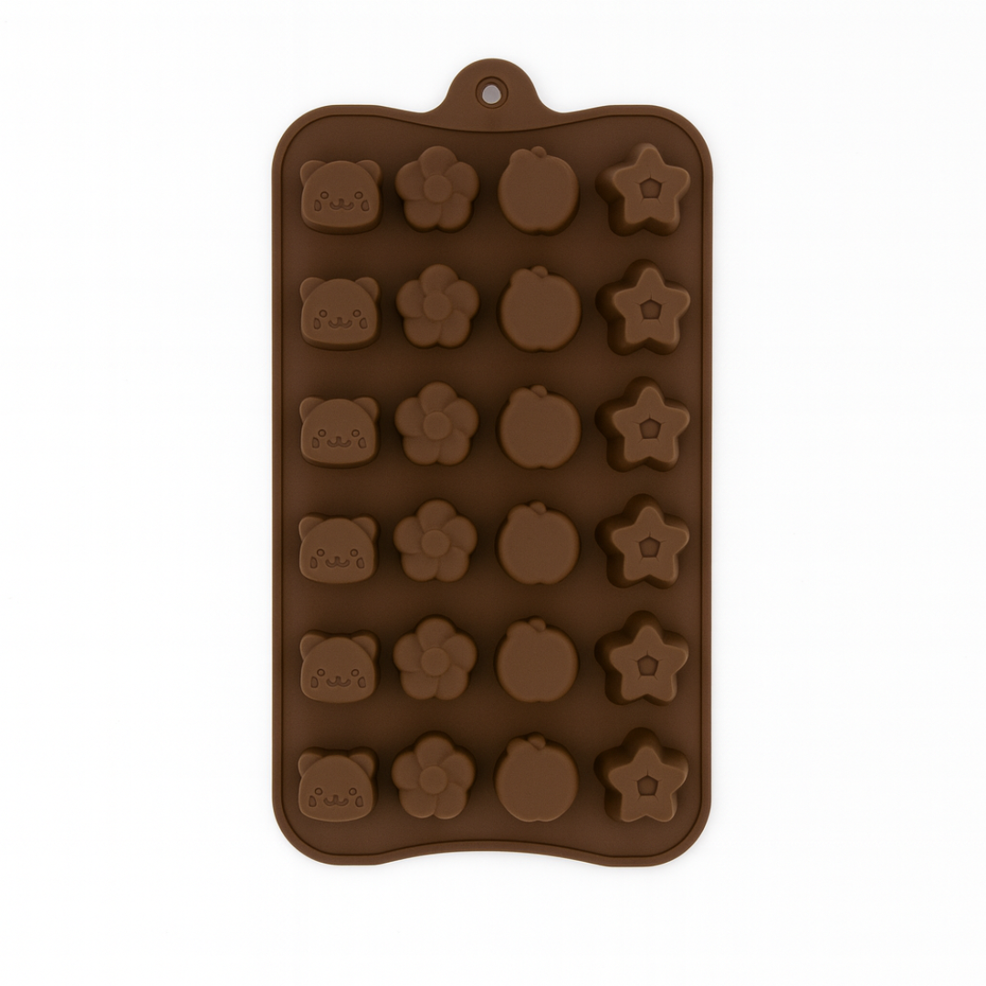 28-Cavity | Cute Mini Shapes Silicone Chocolate Mould | Non-Stick Baking & Candy Making Tray | 1 Piece
