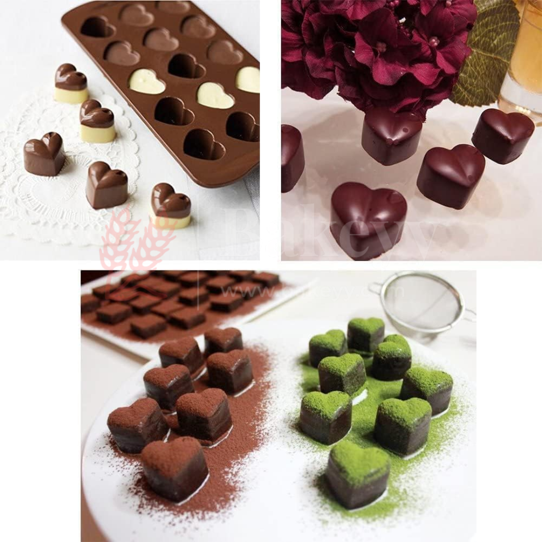 15-Cavity | Heart Drop Shape Silicone Chocolate Mold | Non-Stick Baking & Candy Making Tray | 1 Piece