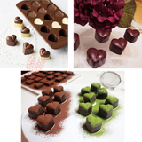 15-Cavity | Heart Drop Shape Silicone Chocolate Mold | Non-Stick Baking & Candy Making Tray | 1 Piece