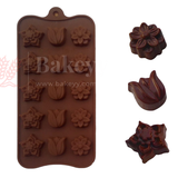 15-Cavity | Floral Shape Silicone Chocolate Mold | Non-Stick Baking & Candy Making Tray | 1 Piece