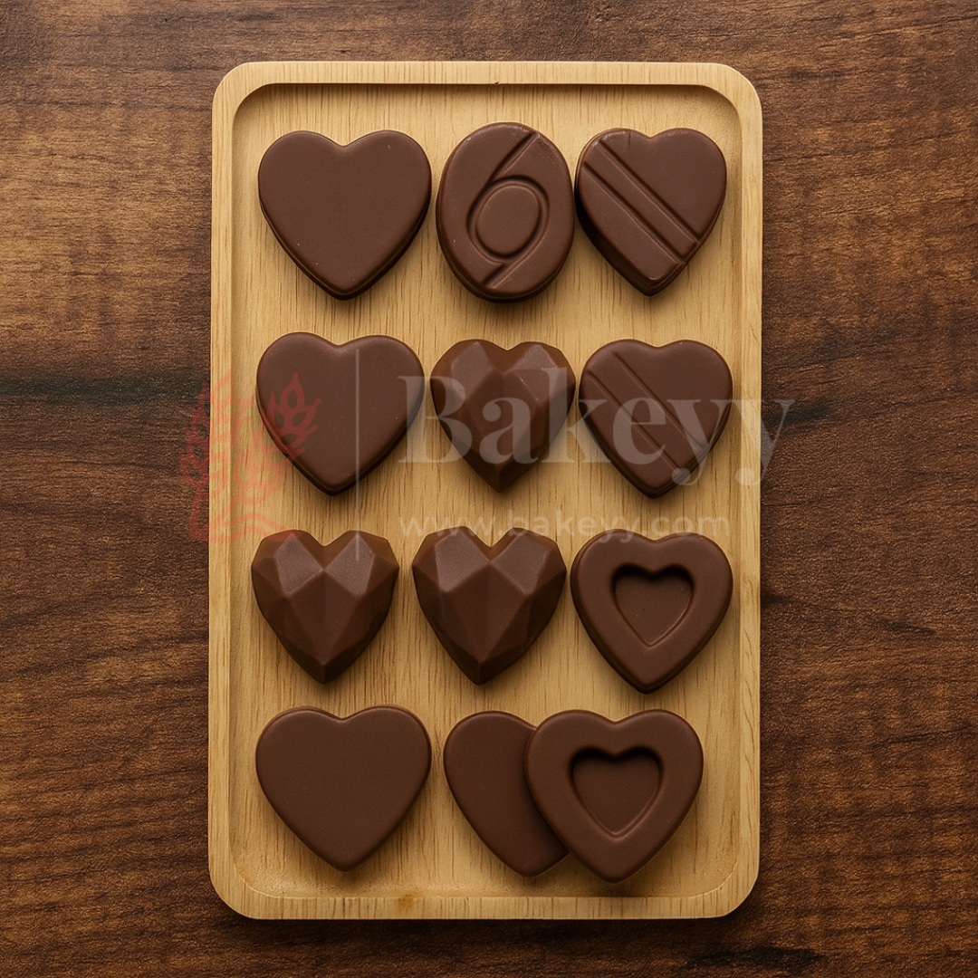 15-Cavity | Heart Shapes Silicone Chocolate Mold | Non-Stick Baking & Candy Making Tray | 1 Piece