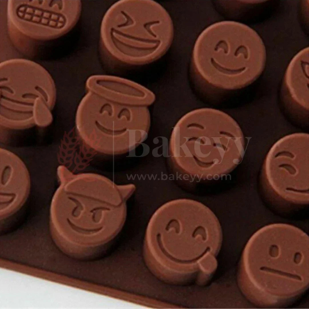 Silicone Funny Emoji Face Chocolate Mould - 28 Cavity Decorative Tray | 1 Piece