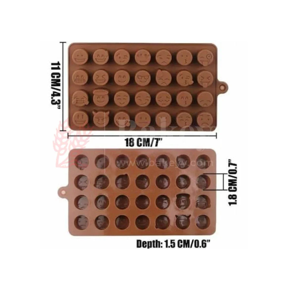 Silicone Funny Emoji Face Chocolate Mould - 28 Cavity Decorative Tray | 1 Piece
