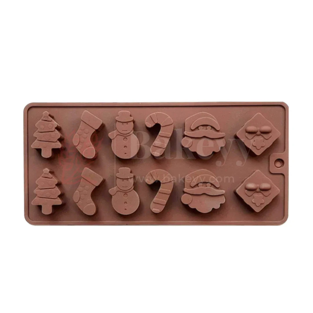 Silicone Christmas Theme Chocolate Mould - 12 Cavity Decorative Tray | 1 Piece