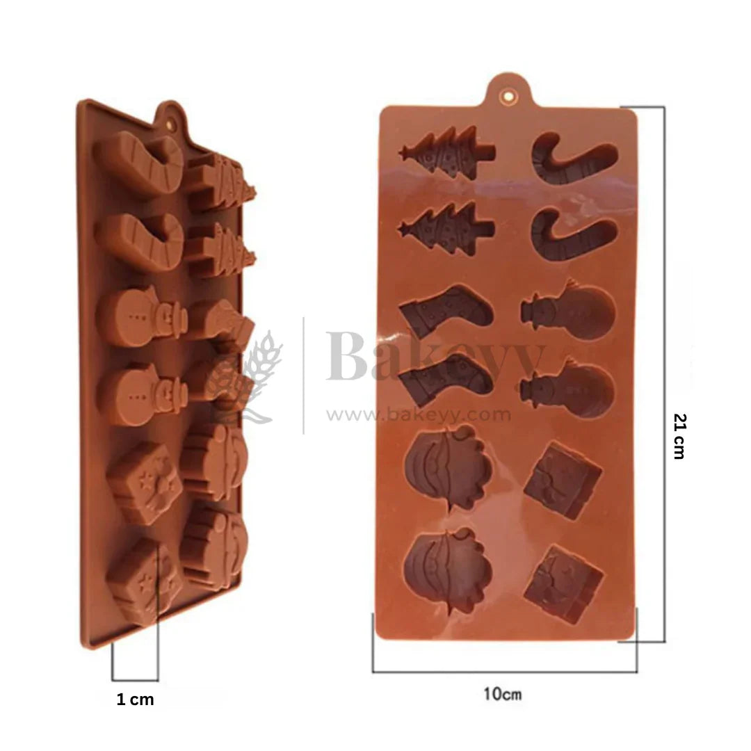 Silicone Christmas Theme Chocolate Mould - 12 Cavity Decorative Tray | 1 Piece