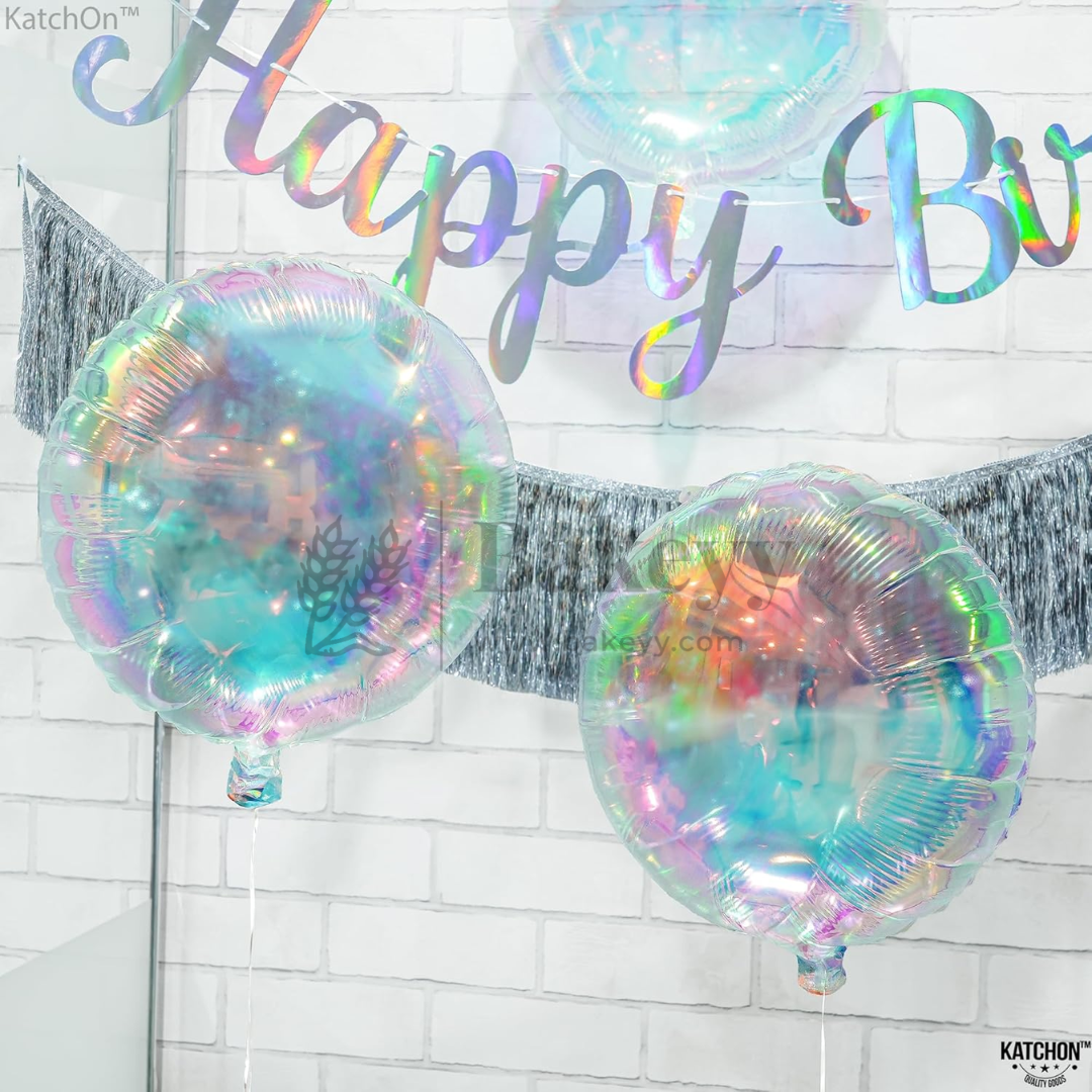 Round Shape Holographic Foil Balloon | Party Decorative| 1 Piece
