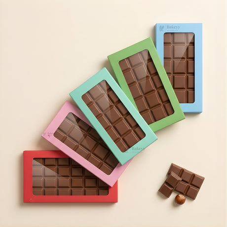 Chocolate Bar Packaging Box with Window | Premium Chocolate Gift Box | Multiple Colors Available | Pack of 50
