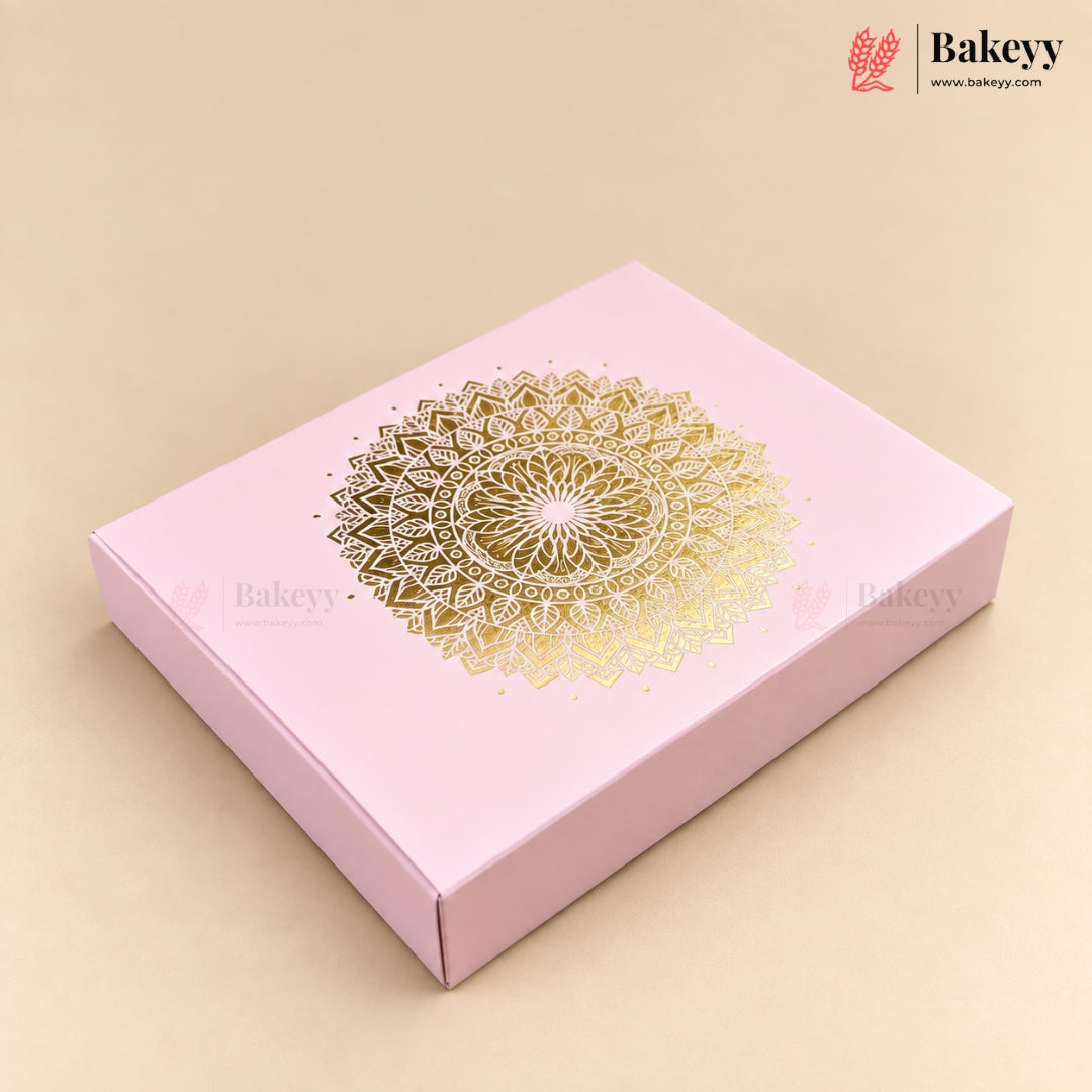 Printed Floral Chocolate Box with Golden Cavity | 3 Designs | Pack of 25