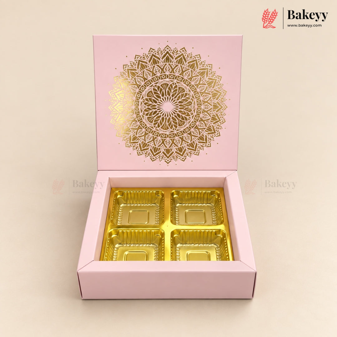 Printed Floral Chocolate Box with Golden Cavity | 3 Designs | Pack of 25