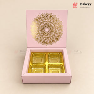 Printed Floral Chocolate Box with Golden Cavity | 3 Designs | Pack of 25