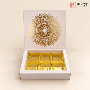 Printed Floral Chocolate Box with Golden Cavity | 3 Designs | Pack of 25