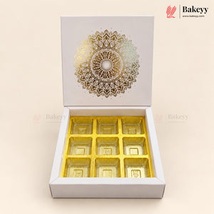 Printed Floral Chocolate Box with Golden Cavity | 3 Designs | Pack of 25