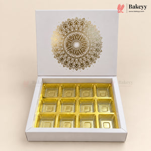 Printed Floral Chocolate Box with Golden Cavity | 3 Designs | Pack of 25