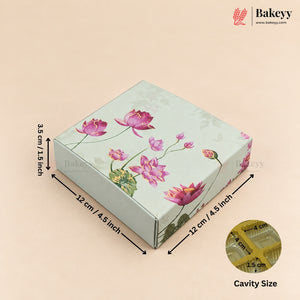 Printed Floral Chocolate Box with Golden Cavity | 3 Designs | Pack of 25