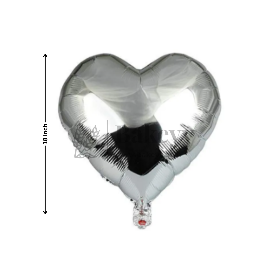 Silver Heart Foil Balloon | Party Decorative| 2 Piece