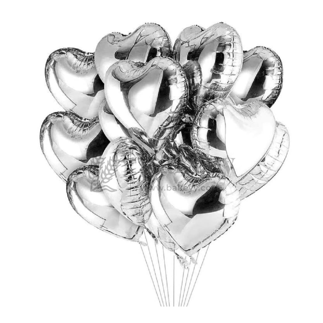 Silver Heart Foil Balloon | Party Decorative| 2 Piece