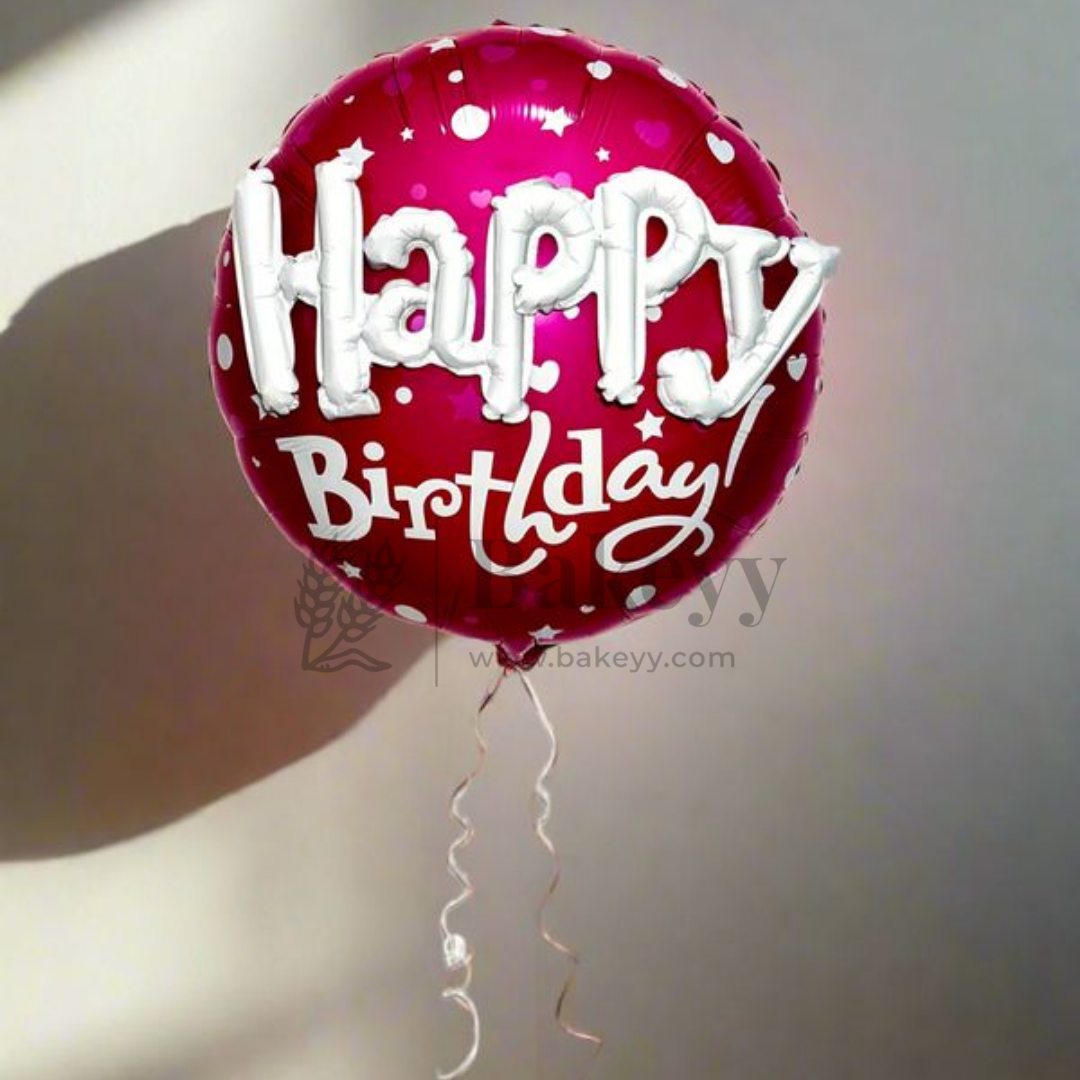 Happy Birthday Round Foil Balloon | Pink | Party Decoration | 1 Piece