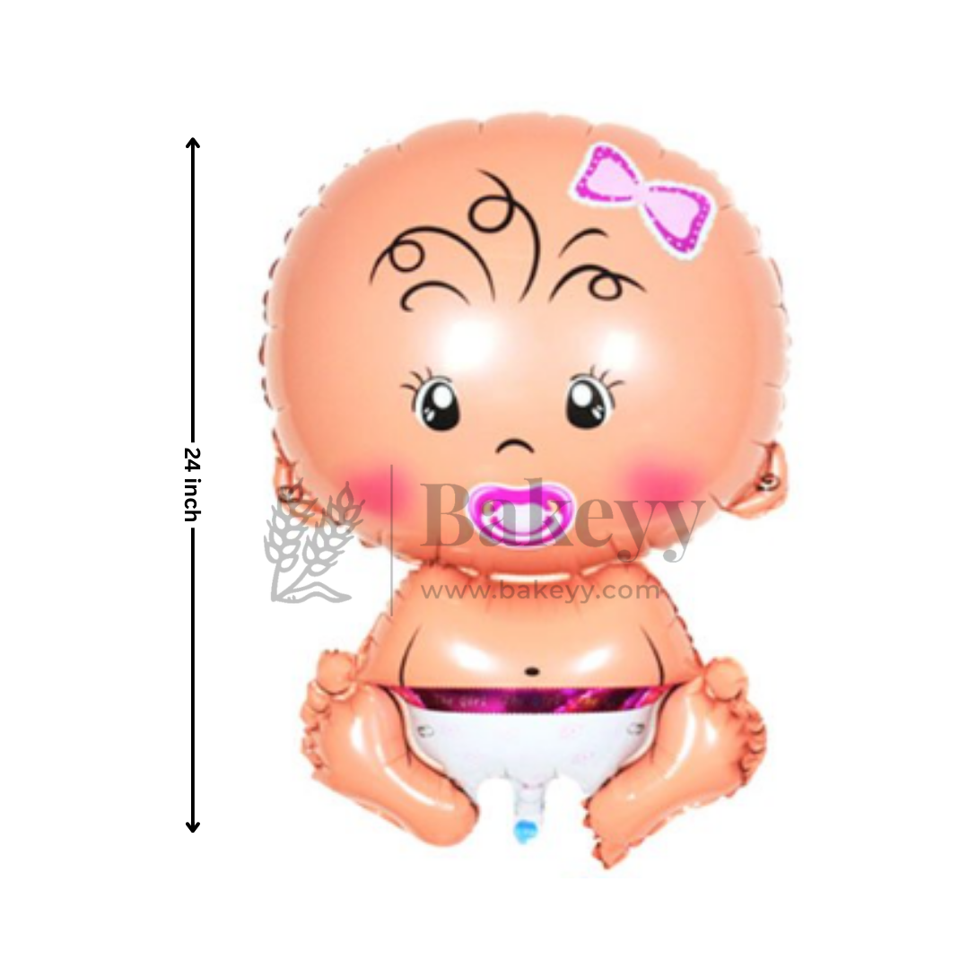 Baby Girl Foil Balloon – Pink Bow & Pacifier | Party Decoration | 1 Piece