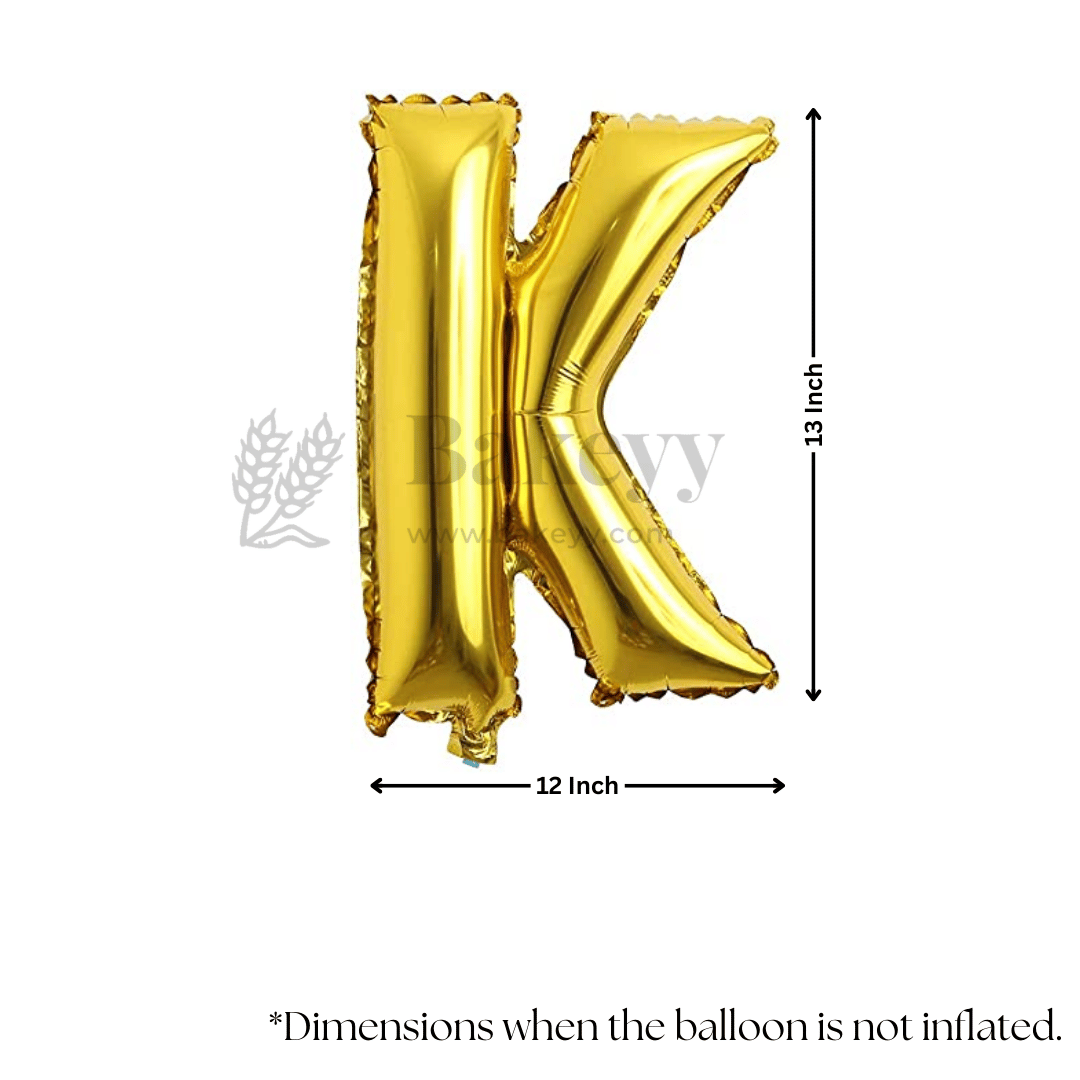 Metallic Gold Alphabet K Foil Balloon | Party Decoration | 1 Piece