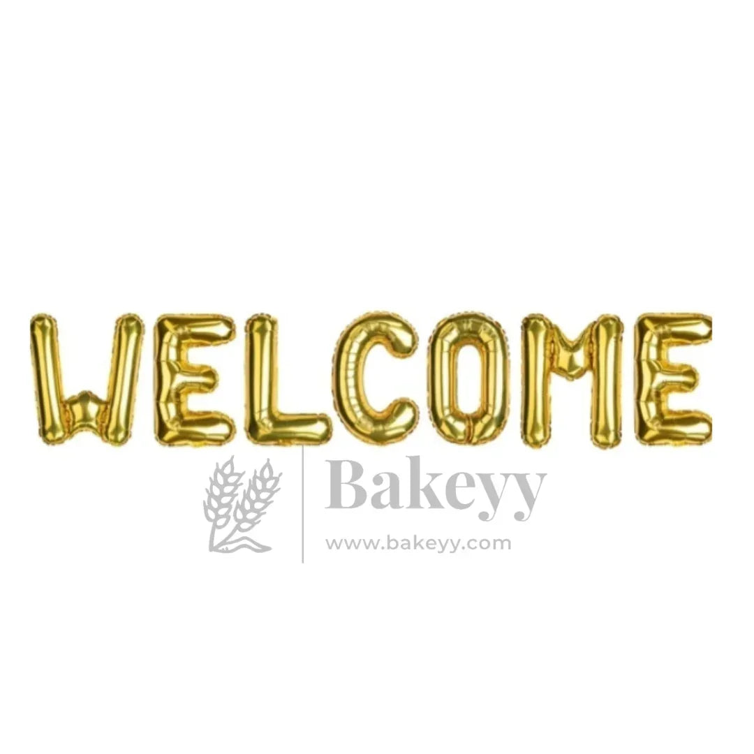 Metallic Gold “WELCOME” Foil Balloons | Party Decoration | 1 Piece - Bakeyy.com - India - Metallic Gold “WELCOME” Foil Balloons | Party Decoration | 1 Piece - Default Title