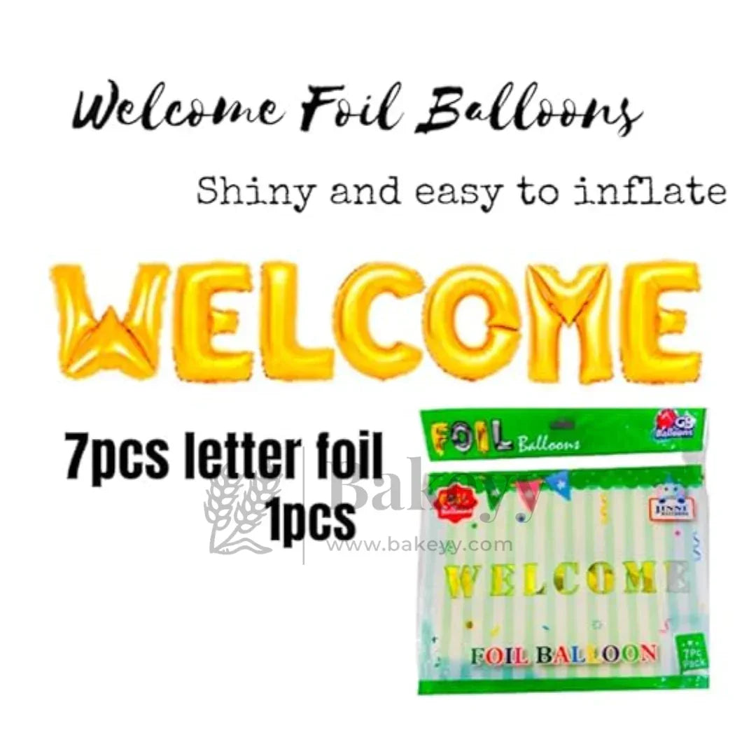 Metallic Gold “WELCOME” Foil Balloons | Party Decoration | 1 Piece - Bakeyy.com - India - Metallic Gold “WELCOME” Foil Balloons | Party Decoration | 1 Piece - Default Title