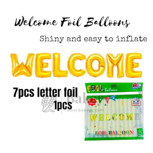Metallic Gold “WELCOME” Foil Balloons | Party Decoration | 1 Piece - Bakeyy.com - India - Metallic Gold “WELCOME” Foil Balloons | Party Decoration | 1 Piece - Default Title