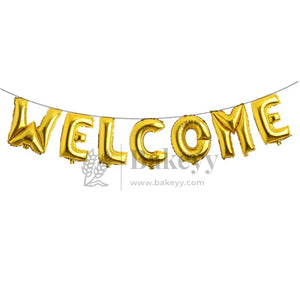 Metallic Gold “WELCOME” Foil Balloons | Party Decoration | 1 Piece - Bakeyy.com - India - Metallic Gold “WELCOME” Foil Balloons | Party Decoration | 1 Piece - Default Title