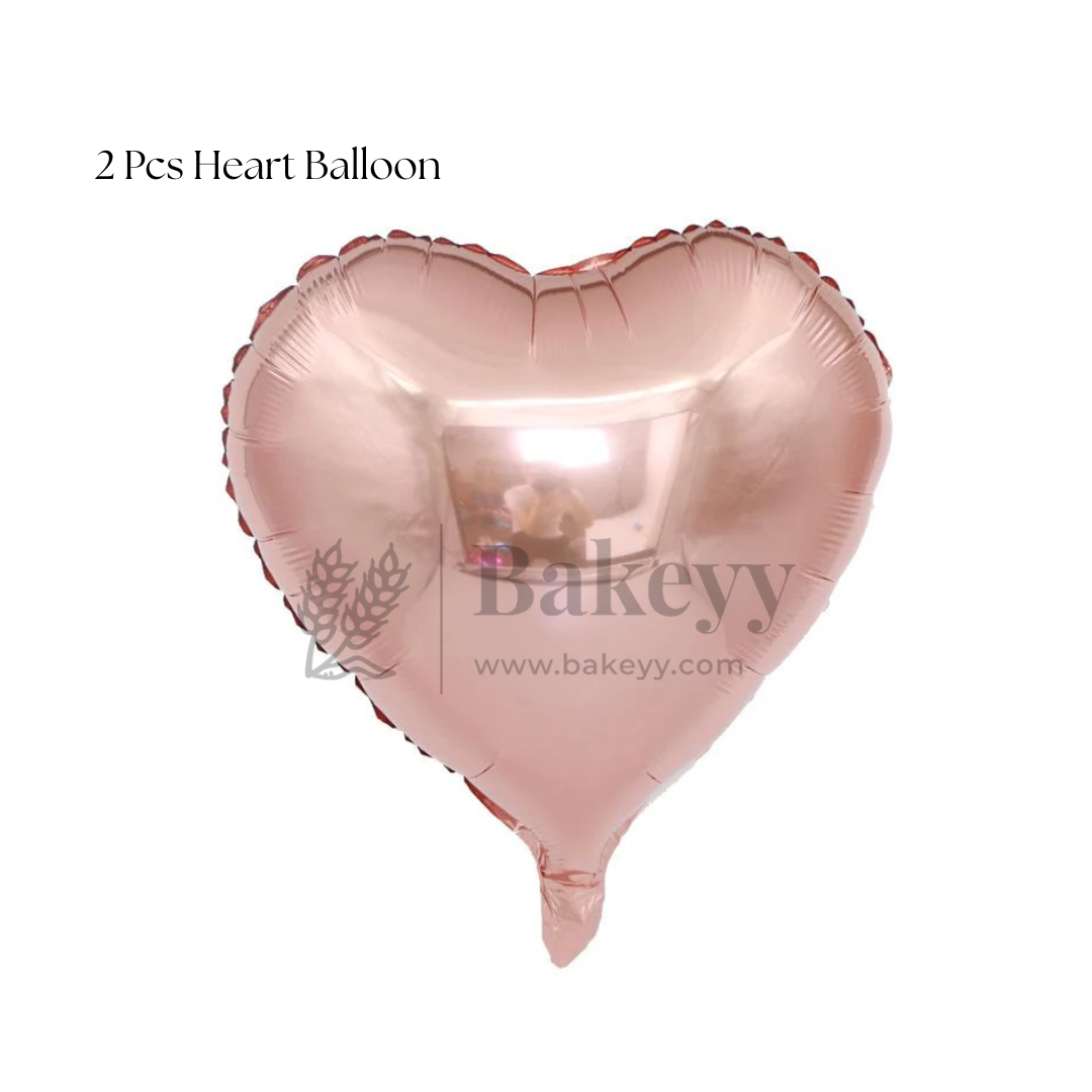 Rose Gold Heart & Star Balloon Set | Party Decoration Combo | 14 pc Set | 1 Piece