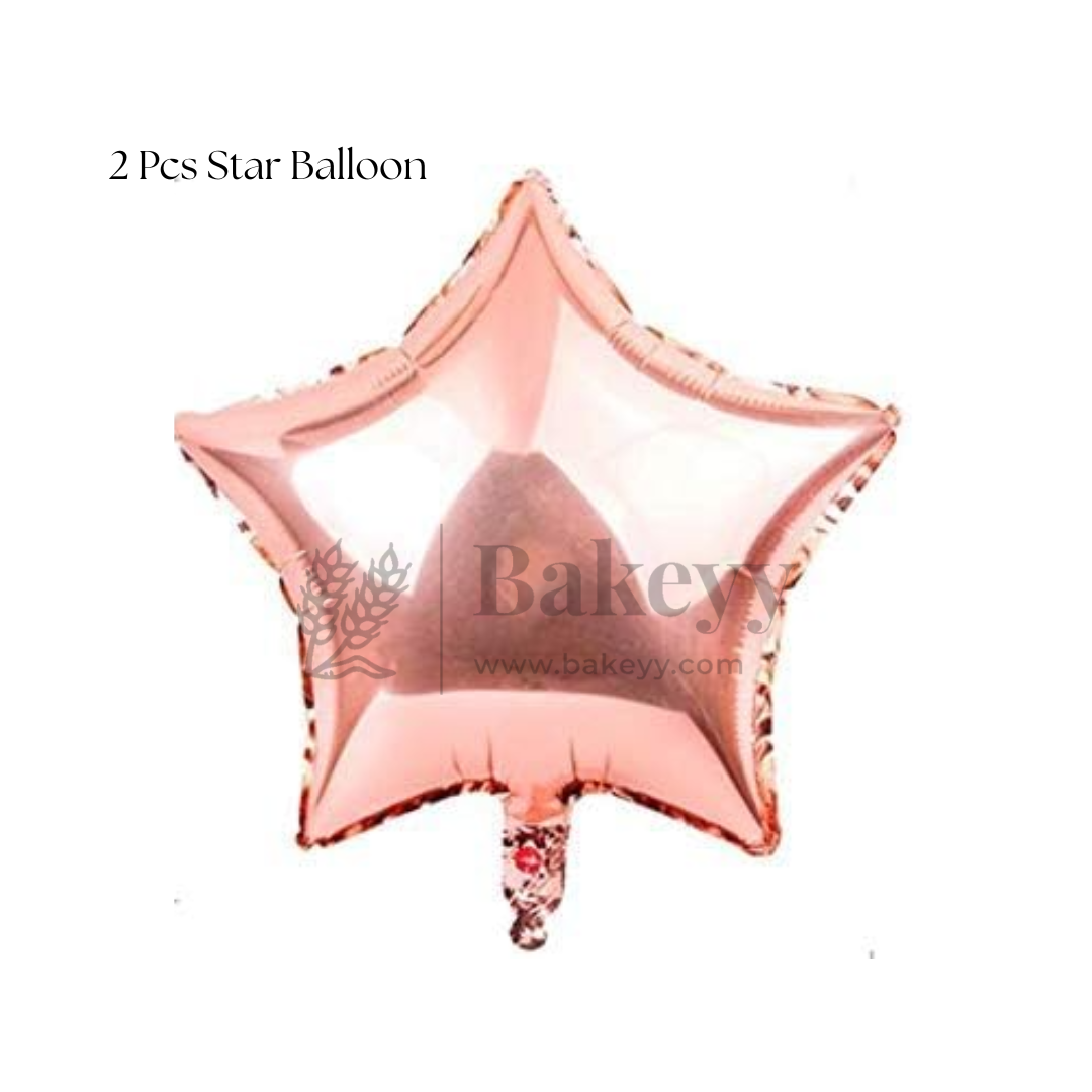 Rose Gold Heart & Star Balloon Set | Party Decoration Combo | 14 pc Set | 1 Piece