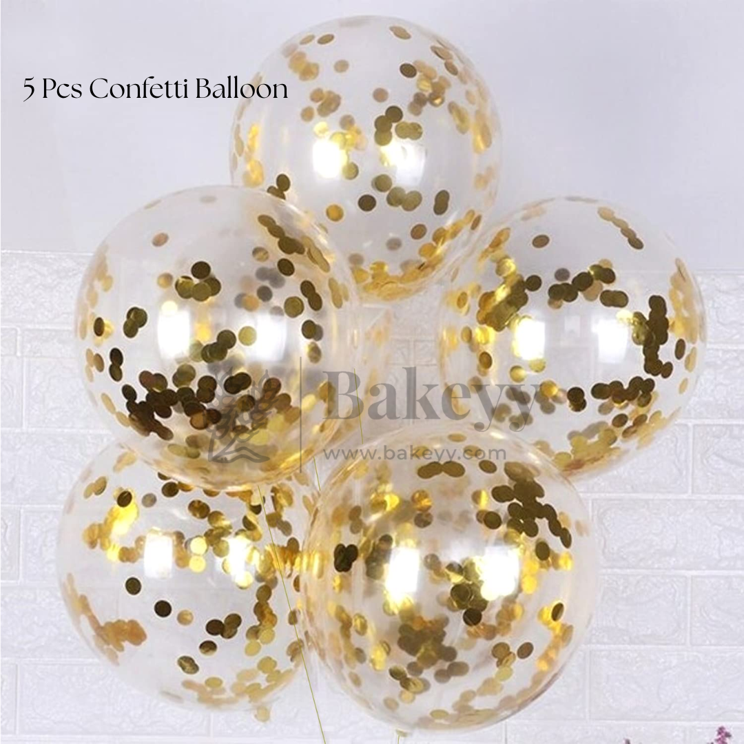 Gold Balloon Set – Latex & Confetti Combo | Party Decoration Combo | 10 pc Set | 1 Piece