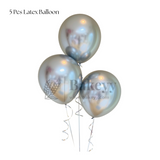 Silver Balloon Set – Latex & Confetti Combo | Party Decoration Combo | 10 pc Set | 1 Piece