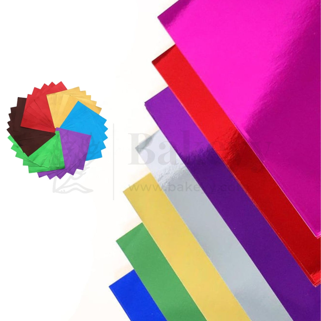 Big Aluminium Chocolate Wrapping Paper | Pack of 200 - Bakeyy.com - India - Big Aluminium Chocolate Wrapping Paper | Pack of 200 - Blue