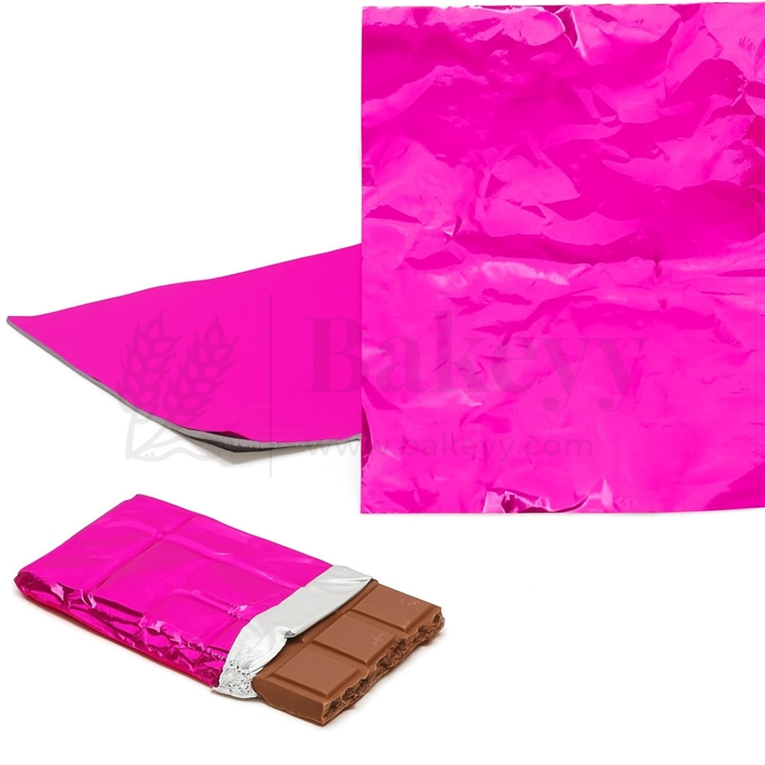 Big Aluminium Chocolate Wrapping Paper | Pack of 200 - Bakeyy.com - India - Big Aluminium Chocolate Wrapping Paper | Pack of 200 - Pink