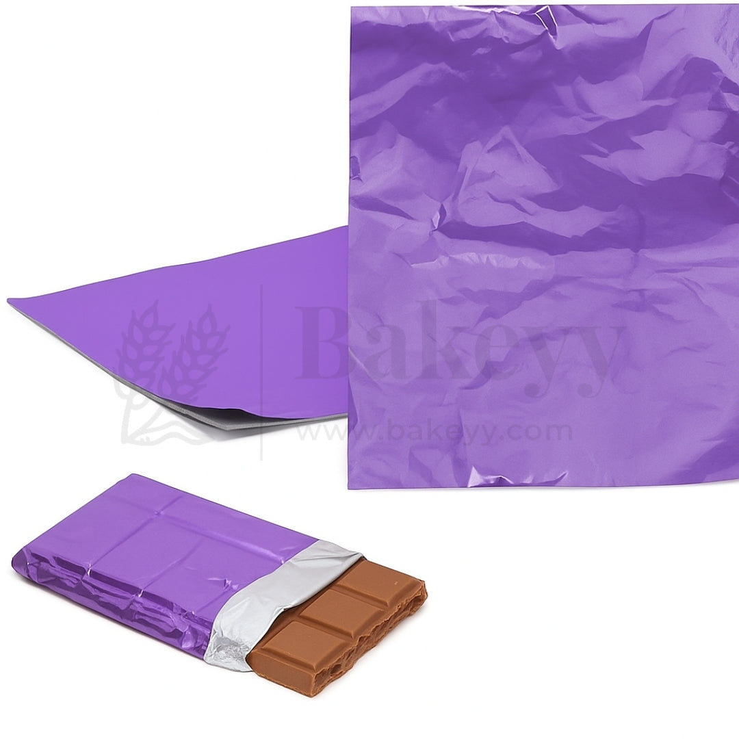 Big Aluminium Chocolate Wrapping Paper | Pack of 200 - Bakeyy.com - India - Big Aluminium Chocolate Wrapping Paper | Pack of 200 - Purple