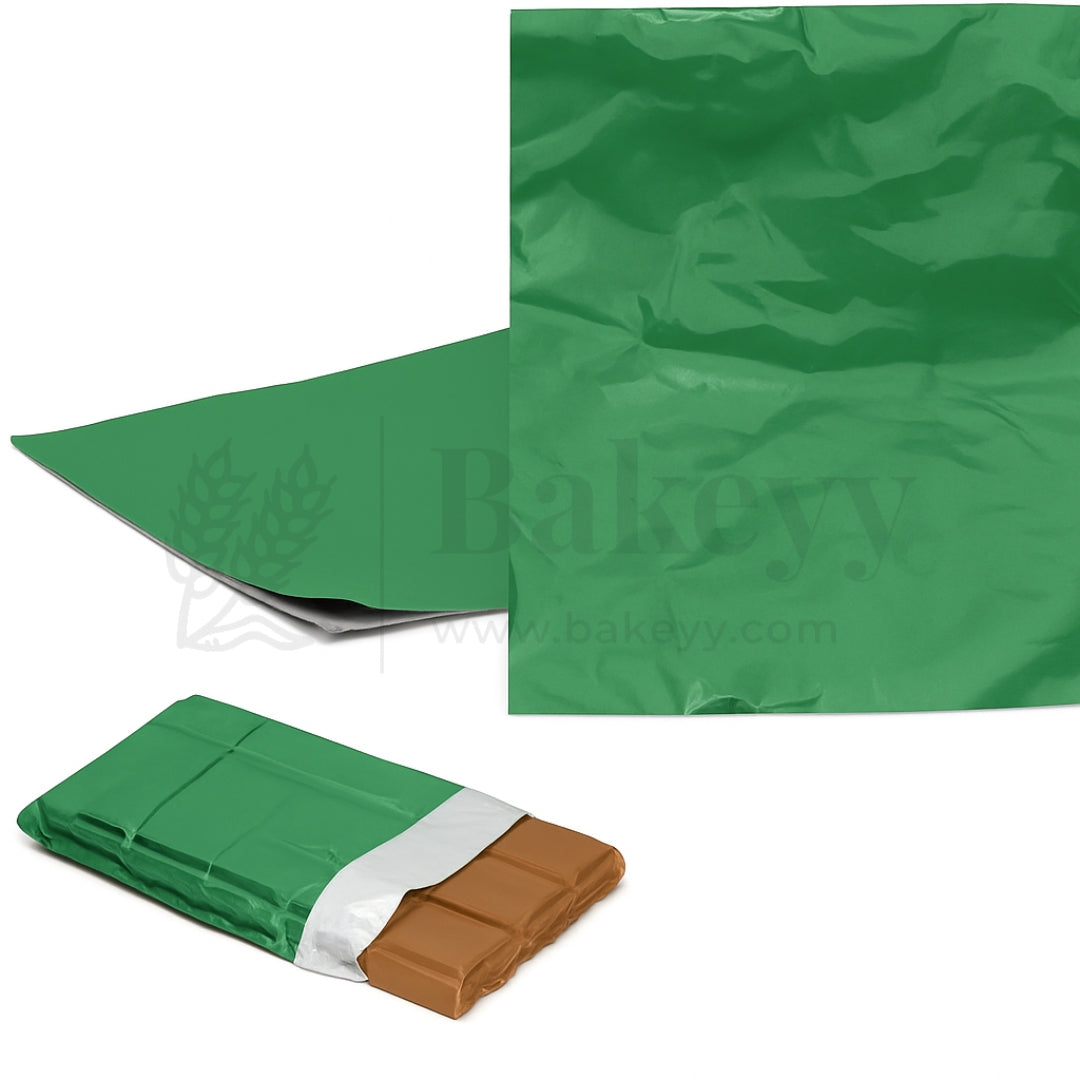 Big Aluminium Chocolate Wrapping Paper | Pack of 200 - Bakeyy.com - India - Big Aluminium Chocolate Wrapping Paper | Pack of 200 - Green