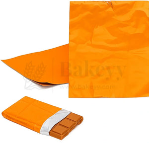 Big Aluminium Chocolate Wrapping Paper | Pack of 200 - Bakeyy.com - India - Big Aluminium Chocolate Wrapping Paper | Pack of 200 - Orange