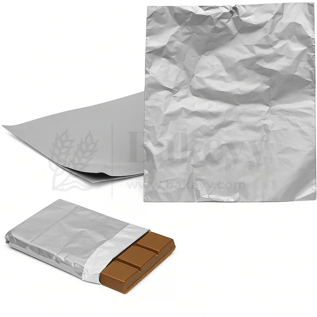 Big Aluminium Chocolate Wrapping Paper | Pack of 200 - Bakeyy.com - India - Big Aluminium Chocolate Wrapping Paper | Pack of 200 - Silver