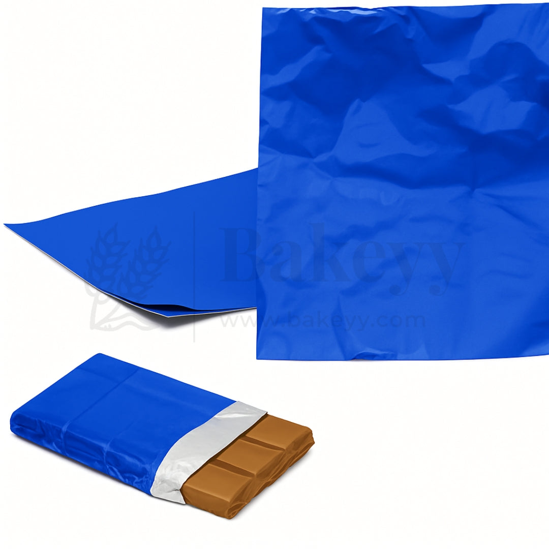 Big Aluminium Chocolate Wrapping Paper | Pack of 200 - Bakeyy.com - India - Big Aluminium Chocolate Wrapping Paper | Pack of 200 - Blue