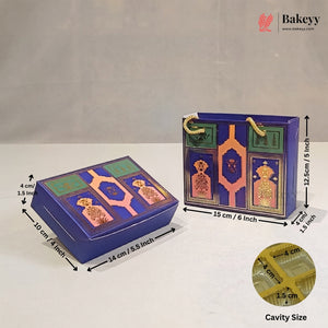 Traditional Arch & Floral Printed Chocolate Gift Box with Matching Handle Paper Bag | With & Without Cavity | Pack of 10