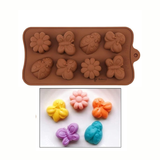 8-Cavity | Flower, Butterfly & Ladybug Shape Silicone Chocolate Mold | Non-Stick Baking & Candy Making Tray | 1 Piece